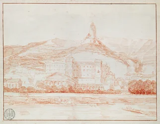 Château de La Roche-Guyon (rödkrita på papper)
